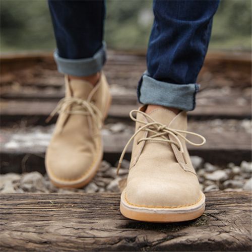 Boots - chaussures en cuir MADEN ronde pour printemps - loisir - semelle caoutchouc - Ref 950712