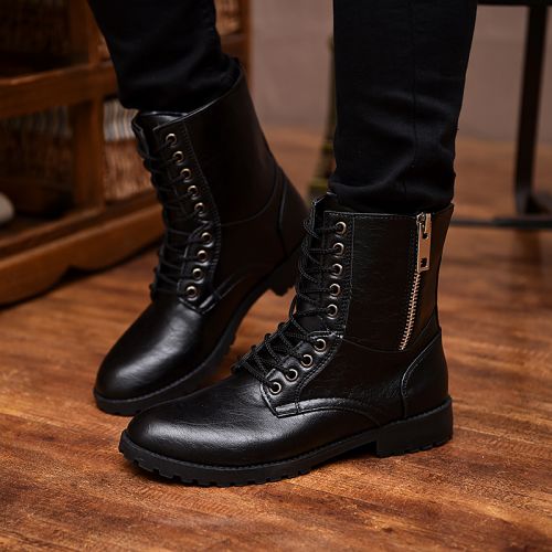 Boots - chaussures en PU ronde pour printemps - Angleterre - semelle caoutchouc - Ref 950722