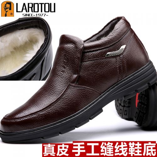 Boots - chaussures en Première couche de cuir, En plus de de vache, LARDTOU ronde pour hiver - loisir - semelle caoutcho