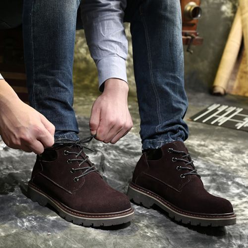 Boots - chaussures en de vache ronde pour hiver - loisir - semelle caoutchouc - Ref 950775