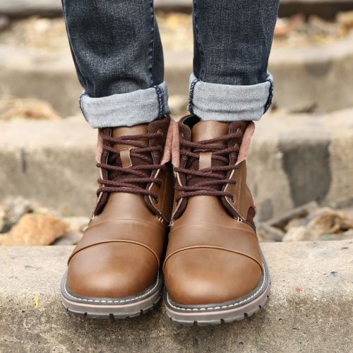 Boots - chaussures en plancher de cuir, En plus de de vache, UPLIMVA ronde pour hiver - loisir - semelle caoutchouc - Re