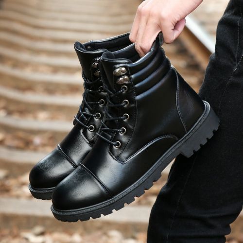 Boots - chaussures en PU ronde pour hiver - semelle caoutchouc - Ref 950827