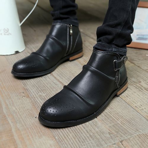 Boots - chaussures en Microfiber pointu pour hiver - Angleterre - semelle caoutchouc - Ref 950867