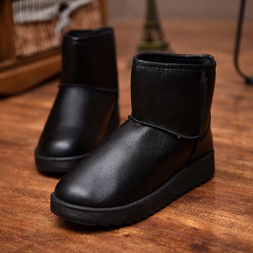 Boots - chaussures en Cuir spatial ronde pour hiver - loisir - semelle caoutchouc - Ref 950878