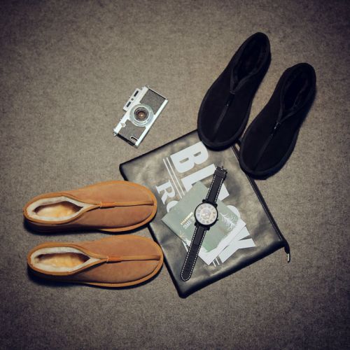 Boots - chaussures en de vache ronde pour hiver - national Wind - semelle caoutchouc - Ref 950898