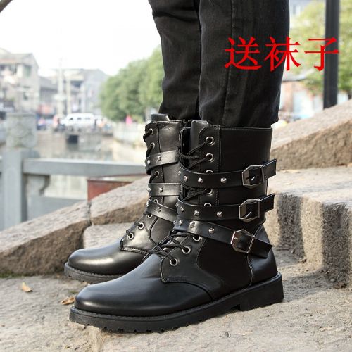 Boots - chaussures en PU ronde pour printemps - semelle caoutchouc - Ref 950923