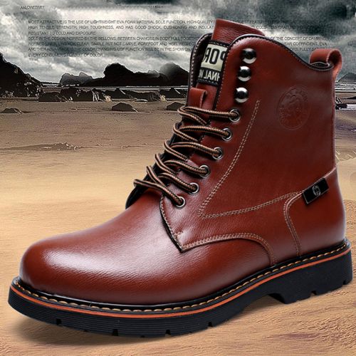 Boots - chaussures en plancher de cuir, En plus de de vache, ronde pour hiver - Angleterre - semelle caoutchouc - Ref 95