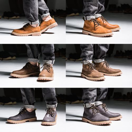 Boots - chaussures en Première couche de cuir, En plus de de vache, ronde pour hiver - tendance des jeunes - semelle EVA