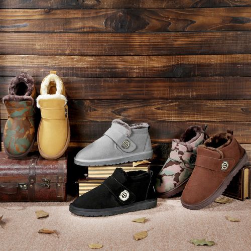 Boots - chaussures en de vache ronde pour hiver - semelle caoutchouc - Ref 950976