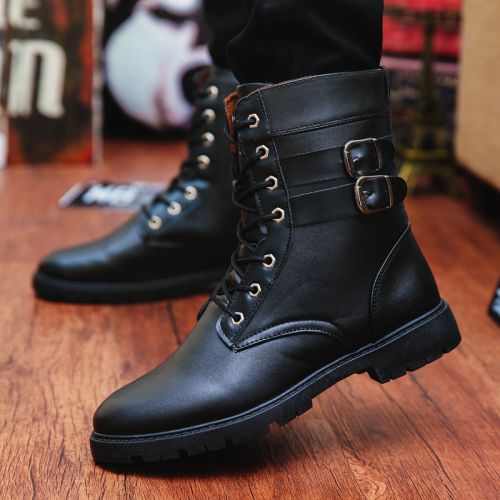 Boots - chaussures en PU ronde pour hiver - Angleterre - semelle caoutchouc - Ref 950992