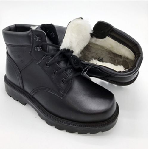 Boots - chaussures en cuir tête carrée pour hiver - semelle caoutchouc - Ref 951008