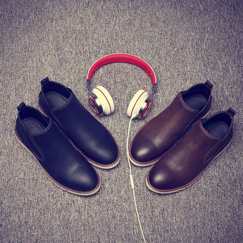 Boots - chaussures en cuir KUNGFUDEER ronde pour printemps - loisir - semelle caoutchouc - Ref 951030