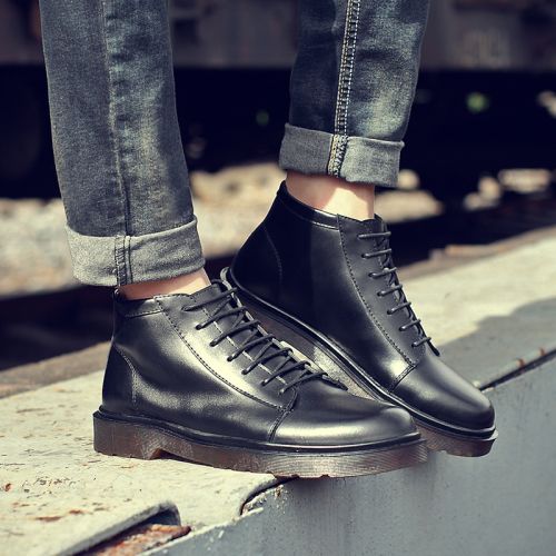 Boots - chaussures en plancher de cuir, En plus de de vache, ronde pour printemps - Angleterre - semelle TPR - 