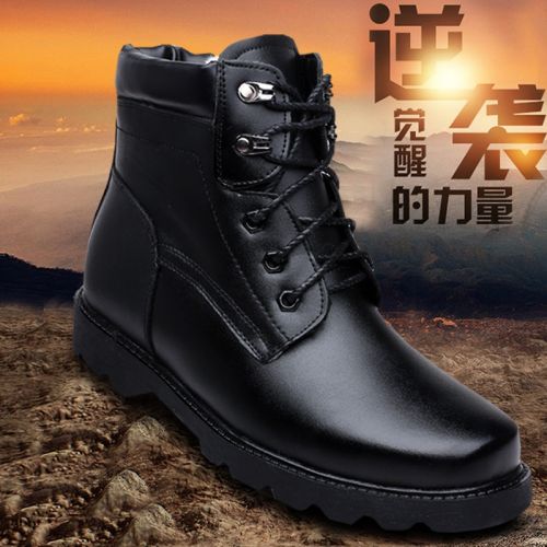 Boots - chaussures en plancher de cuir, En plus de de vache, ronde pour hiver - loisir - semelle caoutchouc - Ref 951039