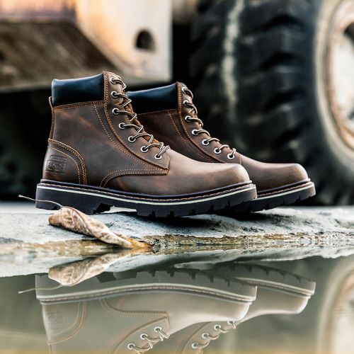 Boots - chaussures en plancher de cuir, En plus de de vache, ronde pour hiver - Angleterre - semelle caoutchouc - Ref 95