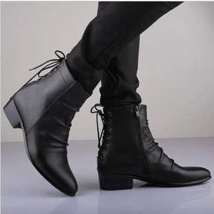 Boots - chaussures en PU pointu pour hiver - Angleterre - semelle caoutchouc - Ref 951068