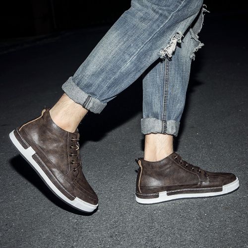 Boots - chaussures en plancher de cuir, En plus de de vache, DAOQI ronde pour hiver - Retro - semelle caoutchouc - Ref 9