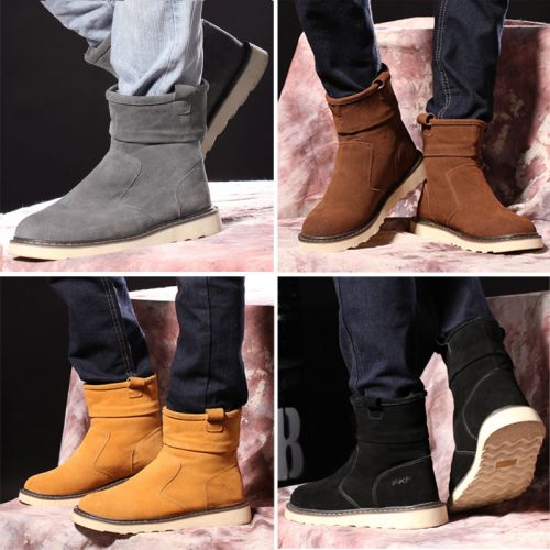 Boots - chaussures en cuir ronde pour hiver - loisir - semelle caoutchouc - Ref 951077