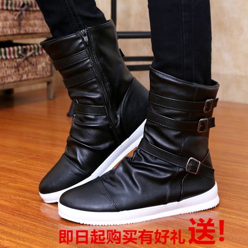 Boots - chaussures en Cuir spatial ronde pour printemps - Angleterre - semelle caoutchouc - Ref 951083