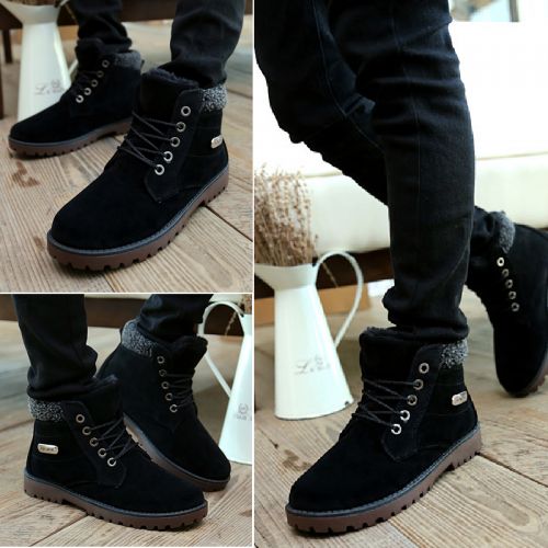 Boots - chaussures en Nubuck ronde pour hiver - loisir - semelle caoutchouc - Ref 951084