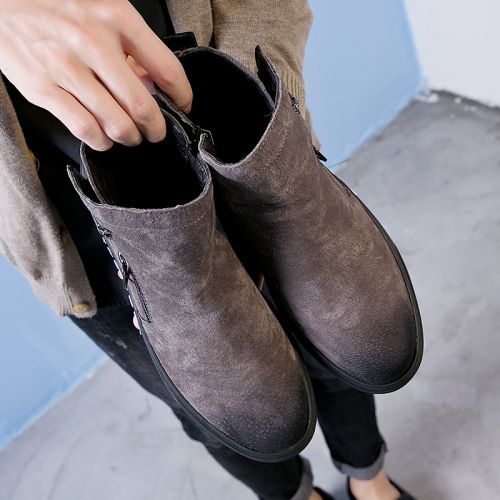 Boots - chaussures en Nubuck ronde pour hiver - Angleterre - semelle caoutchouc - Ref 951109