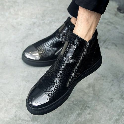 Boots - chaussures en de vache ronde pour hiver - tendance des jeunes - semelle caoutchouc - Ref 951135