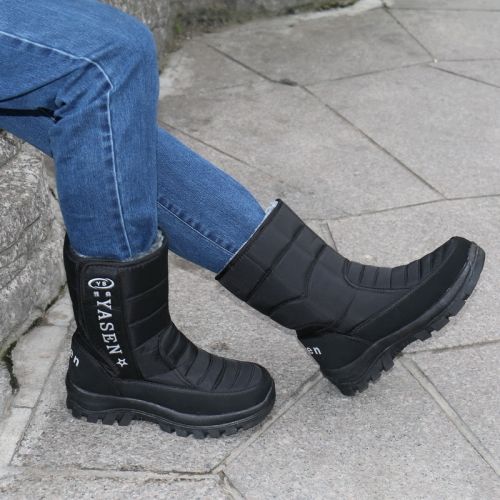 Boots - chaussures en satin ronde pour hiver - Europe - semelle caoutchouc - Ref 951136