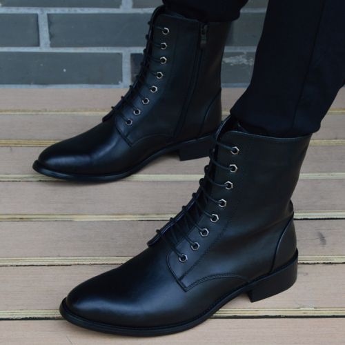 Boots - chaussures en plancher de cuir, En plus de de vache, pointu pour hiver - tendance des jeunes - semelle caoutchou