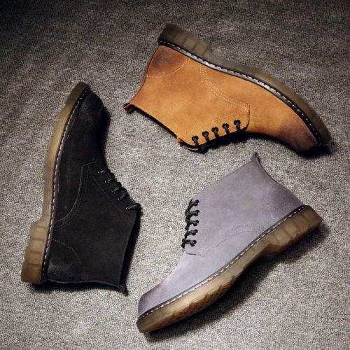 Boots - chaussures en plancher de cuir, En plus de de vache, ronde pour hiver - tendance des jeunes - semelle TPR n