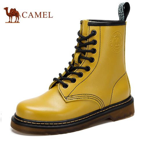 Boots - chaussures en cuir CAMEL ronde pour printemps - loisir - semelle plastique - Ref 951156