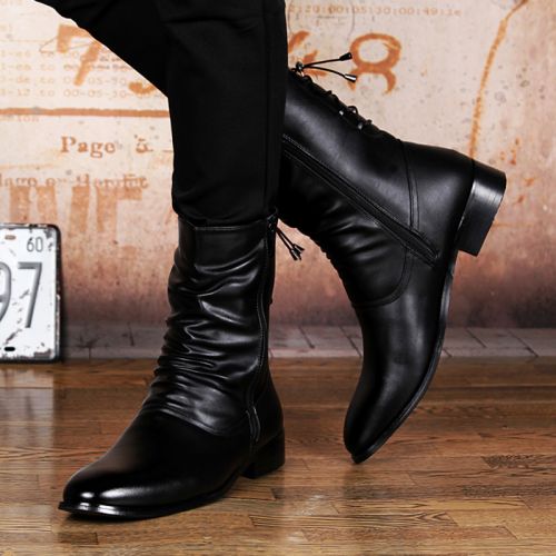 Boots - chaussures en Microfiber pointu pour hiver - tendance des jeunes - semelle caoutchouc - Ref 951162