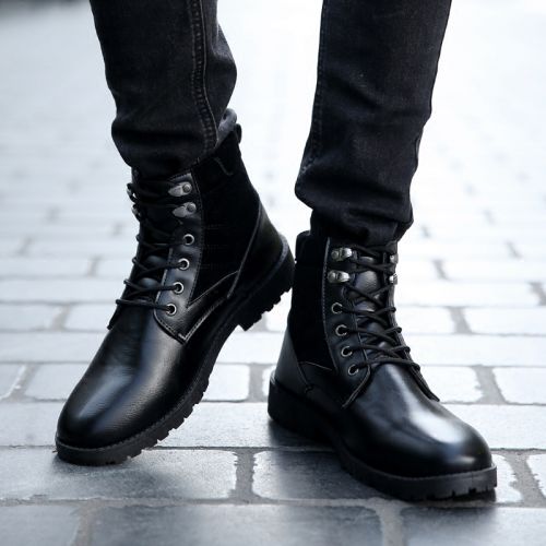 Boots - chaussures en PU ronde pour printemps - tendance des jeunes - semelle caoutchouc - Ref 951191