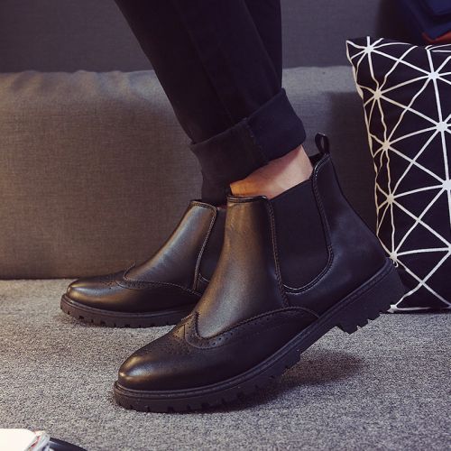 Boots - chaussures en Microfiber ronde pour printemps - Angleterre - semelle caoutchouc - Ref 951195
