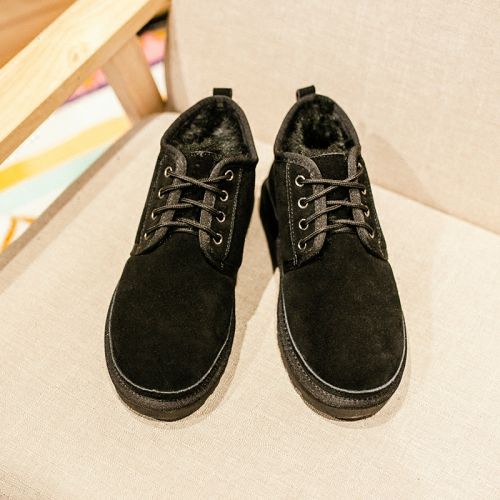Boots - chaussures en plancher de cuir, En plus de de vache, ronde pour hiver - tendance des jeunes - semelle caoutchouc