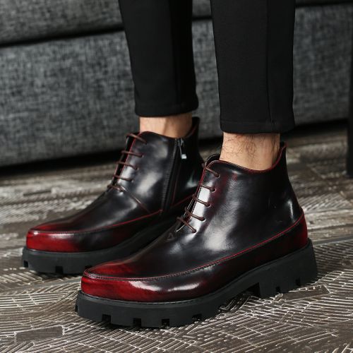Boots - chaussures en plancher de cuir, En plus de de vache, JQKK pointu pour hiver - semelle caoutchouc - Ref 951262