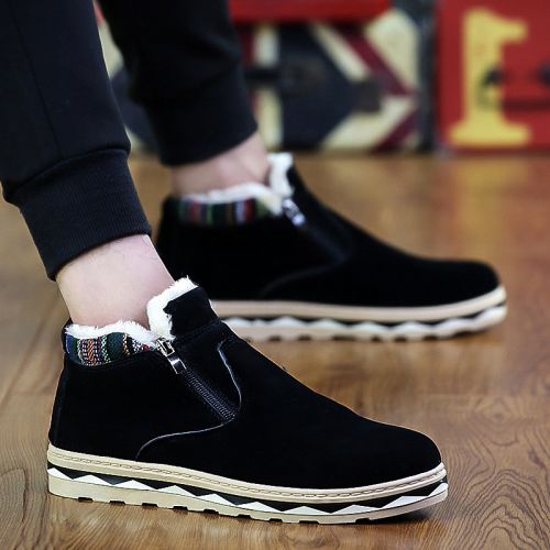 Boots - chaussures en Nubuck ronde pour hiver - semelle caoutchouc - Ref 951292