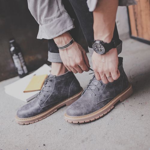 Boots - chaussures dont première couche de peau de porc ronde pour hiver - tendance des jeunes - semelle caoutchouc - Ref 95129