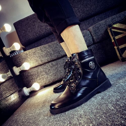Boots - chaussures en PU ronde pour printemps - Angleterre - semelle caoutchouc - Ref 951305