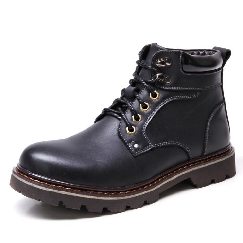 Boots - chaussures en plancher de cuir, En plus de de vache, ronde pour printemps - loisir - semelle caoutchouc - Ref 95