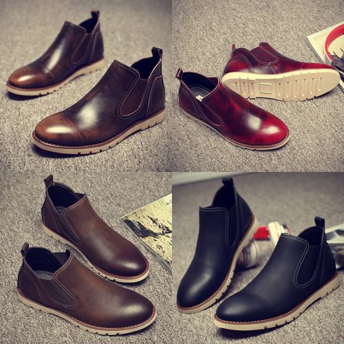 Boots - chaussures en plancher de cuir, En plus de de vache, ronde pour hiver - loisir - semelle caoutchouc - Ref 951317