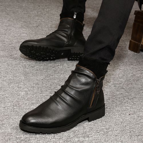 Boots - chaussures en PU pointu pour hiver - tendance des jeunes - semelle caoutchouc - Ref 951321