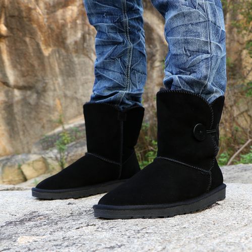 Boots - chaussures en plancher de cuir, En plus de de vache, BOREATHIMAN ronde pour hiver - loisir - semelle TPR