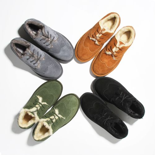 Boots - chaussures en de vache ronde pour hiver - simple - semelle caoutchouc - Ref 951359