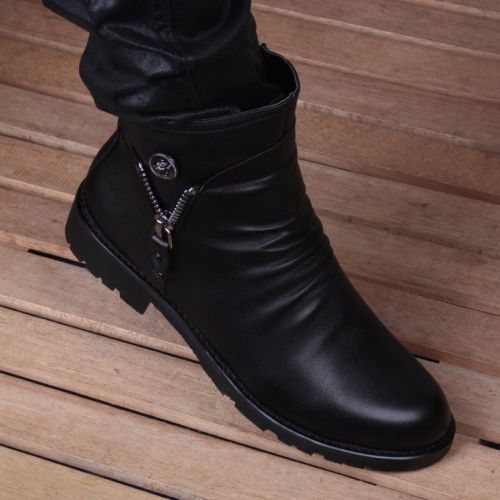 Boots - chaussures en Microfiber pointu pour hiver - tendance des jeunes - semelle caoutchouc - Ref 951361