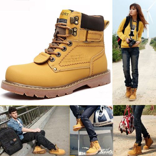 Boots - chaussures en Première couche de cuir, En plus de de vache, ronde pour hiver - loisir - semelle caoutchouc - Ref