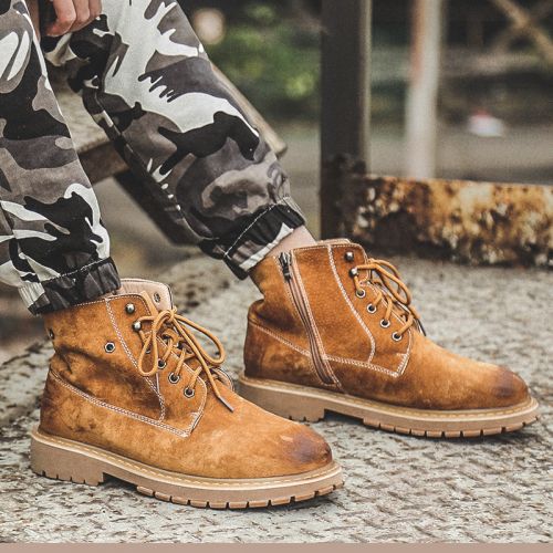 Boots - chaussures dont première couche de peau de porc ronde pour hiver - tendance des jeunes - semelle TPR - Ref 95