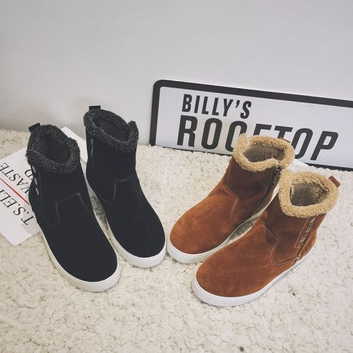 Boots - chaussures en Nubuck ronde pour hiver - loisir - semelle caoutchouc - Ref 951390