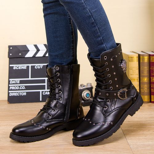 Boots - chaussures en PU pointu pour hiver - loisir - semelle plastique - Ref 951403