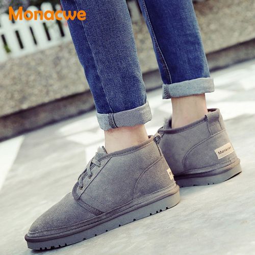 Boots - chaussures en plancher de cuir, En plus de de vache, MONACWE ronde pour hiver - loisir - semelle TPR - 