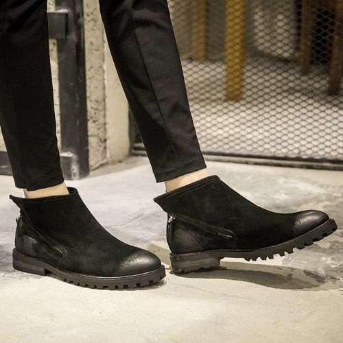 Boots - chaussures dont première couche de peau de porc ronde pour hiver - Angleterre - semelle caoutchouc - Ref 951425